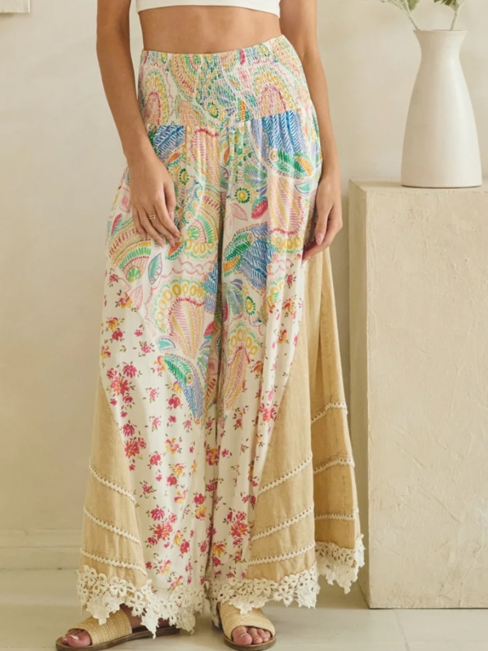 🌈 OLI AND HALI “ TABITHA” OLI & HALI MIXED PRINT WOVEN PANT 33